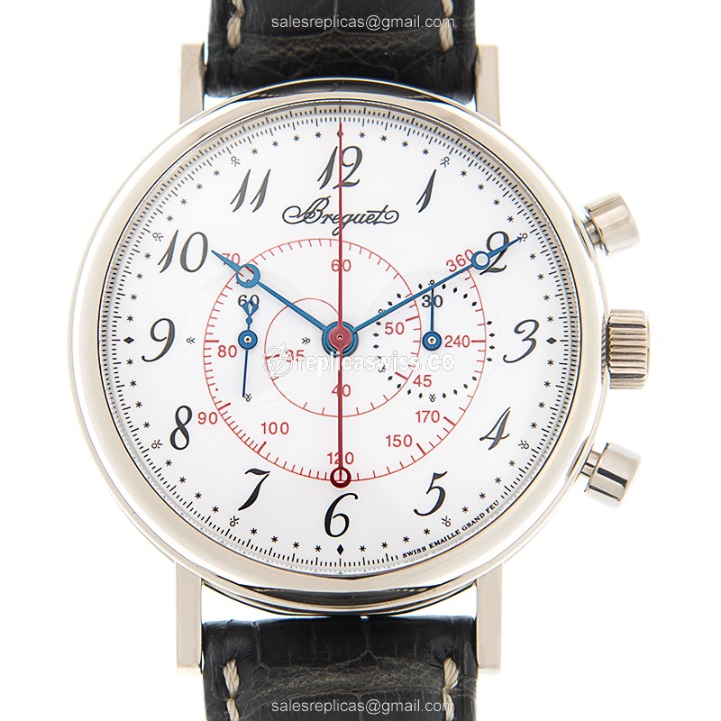 Elegant Breguet Classic 5247BB/29/9V6 Manual Wind Replica, 18kt Gold Case & White Dial, Leather