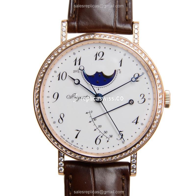 Elegant Breguet Classic 7788BR/29V6/DD00 Replica with White Dial 18kt Rose Gold Case Watch