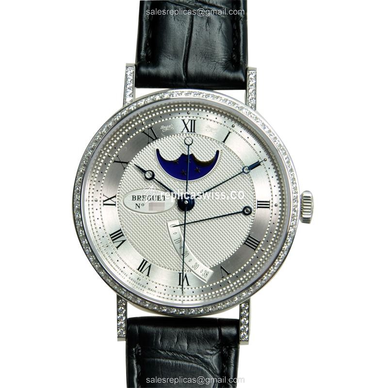 Elegant Breguet Classic 8788BB/12/986/DD00 Replica in 18kt White Gold, Automatic Movement & Silver