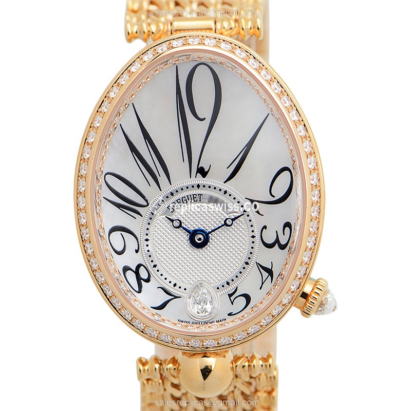 Elegant Breguet Reine De Naples Replica, Automatic Movement, 18kt Rose Gold Case & Silver Dial Watch