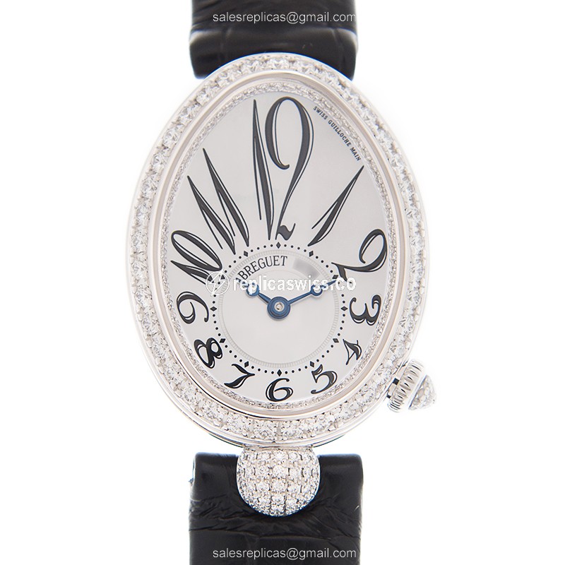 Elegant Breguet Reine De Naples Replica in 18kt White Gold, Automatic Movement, White Dial Watch