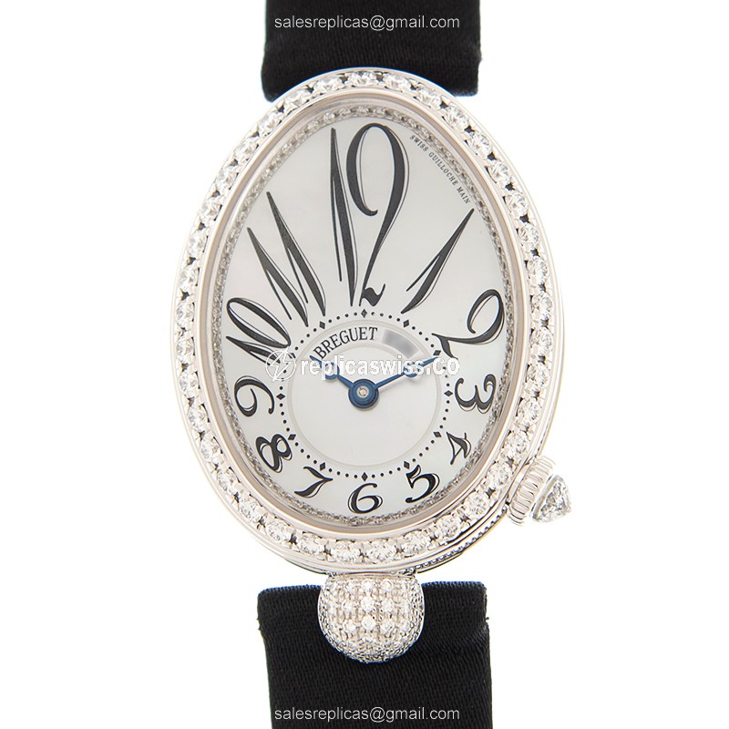 Elegant Breguet Reine De Naples Replica in 18kt White Gold, Automatic Movement & White Dial Watch