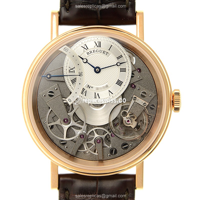 Elegant Breguet Tradition Replica in 18kt Rose Gold, Automatic Movement & Silver Dial Watch