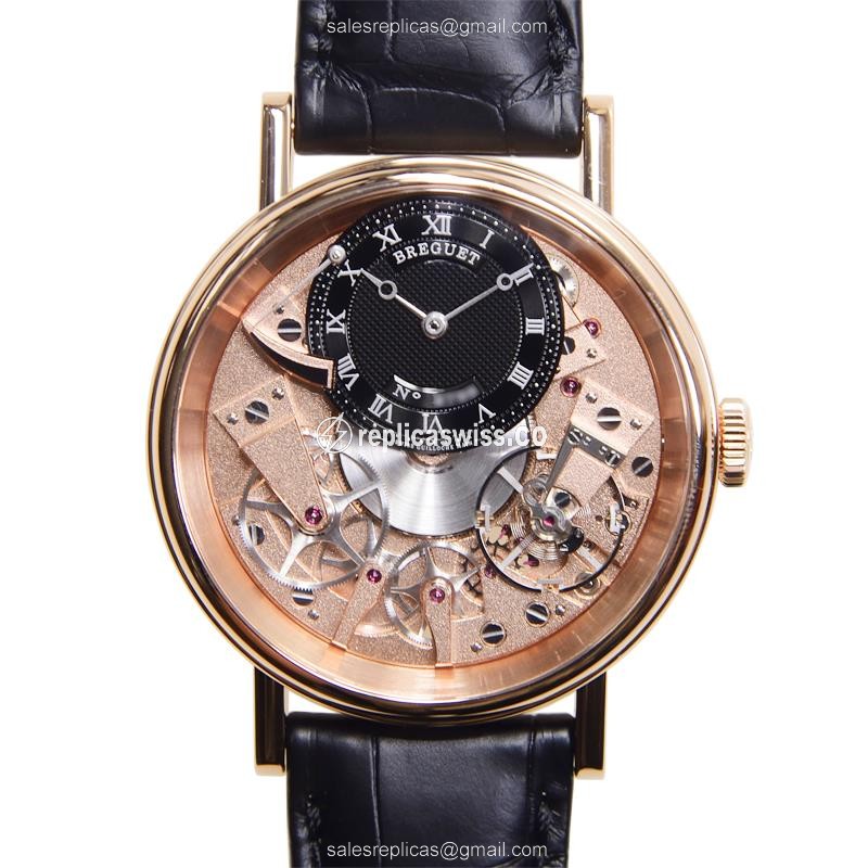 Elegant Breguet Tradition Replica Watch | Manual Wind, 18kt Gold Case, Black Dial