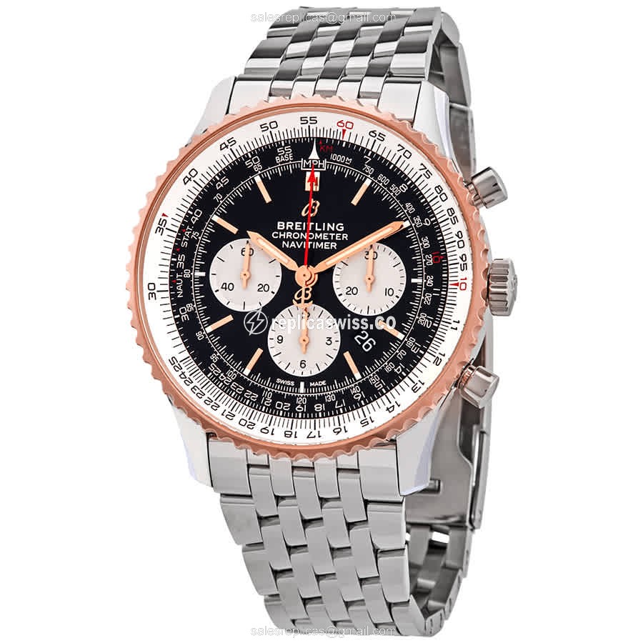 Elegant Breitling Navitimer 1 Replica in Black Dial & Stainless Steel Case, Automatic Movement Watch