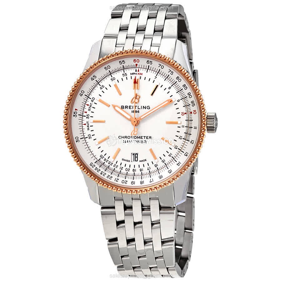Elegant Breitling Navitimer 1 Replica in Silver Steel Case, Automatic Movement & Crystal Bezel Watch
