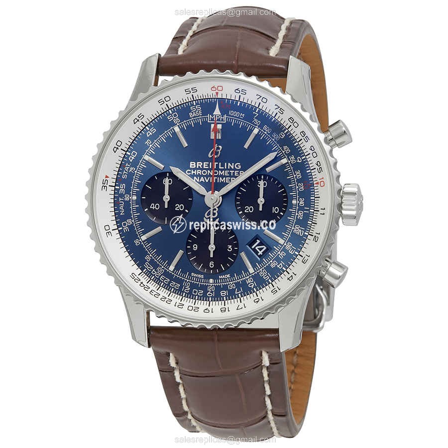 Elegant Breitling NAVITIMER 1 Replica with Blue Dial Stainless Steel Case Watch