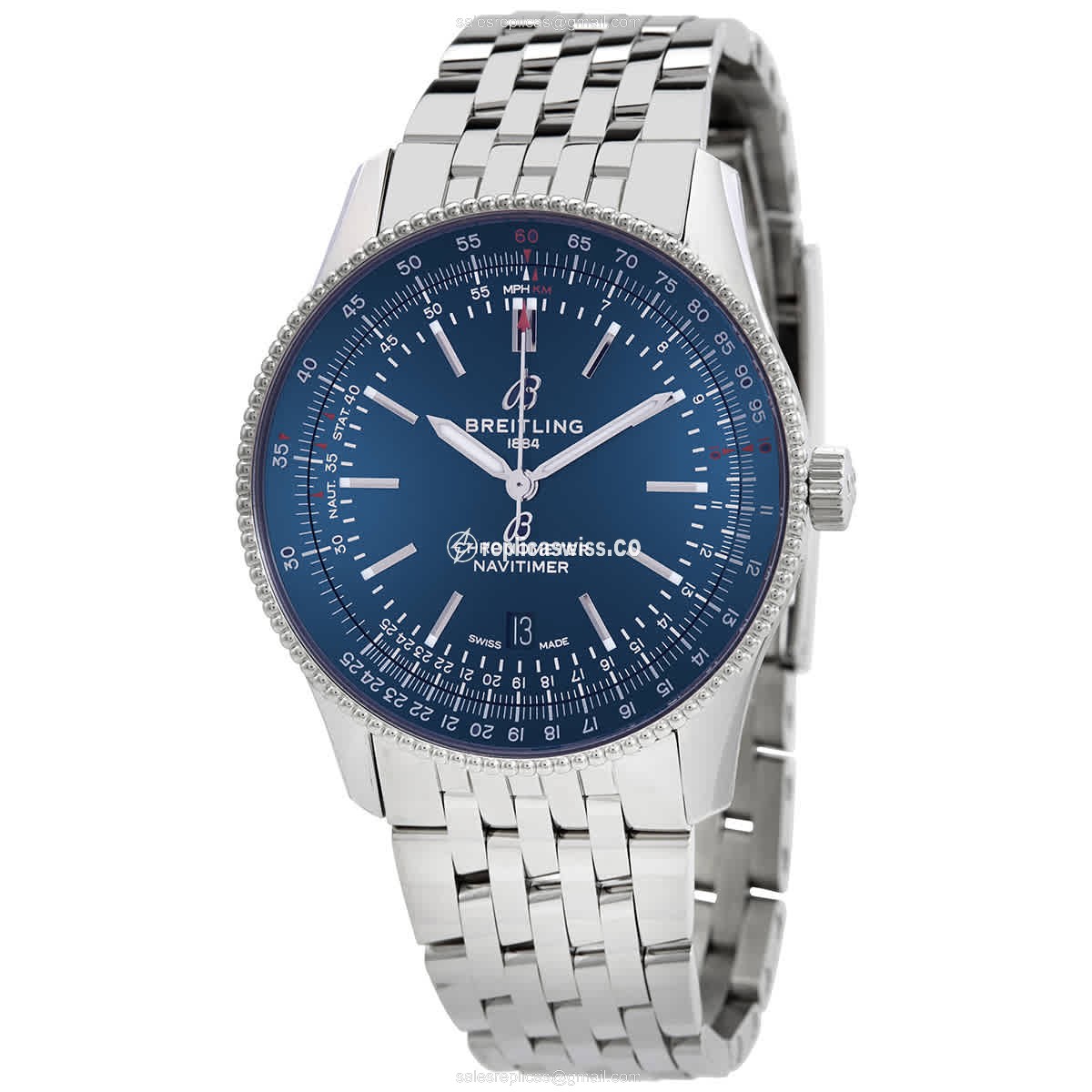 Elegant Breitling Navitimer Automatic Replica with Blue Dial Steel Case Watch