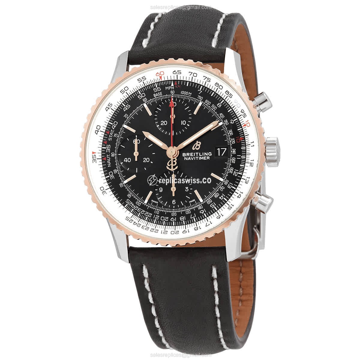 Elegant Breitling Navitimer Replica in Black Dial Stainless Steel Case with Automatic Movement