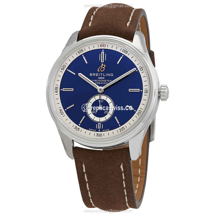 Elegant Breitling Premier A37340351C1X2 Replica in Stainless Steel, Automatic Movement & Blue Dial