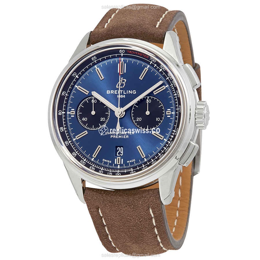 Elegant Breitling Premier AB0118221C1X2 Replica in Stainless Steel Case Blue Dial Watch