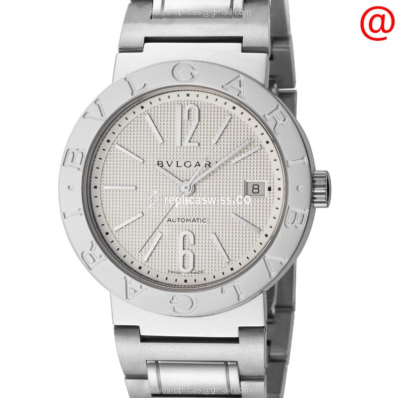 Elegant Bulgari 101369 Automatic Steel Replica with White Dial Silver Steel Strap Watch