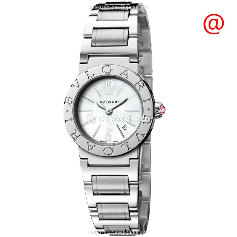 Elegant Bulgari 101885 Quartz Replica with White Dial Steel Case Watch