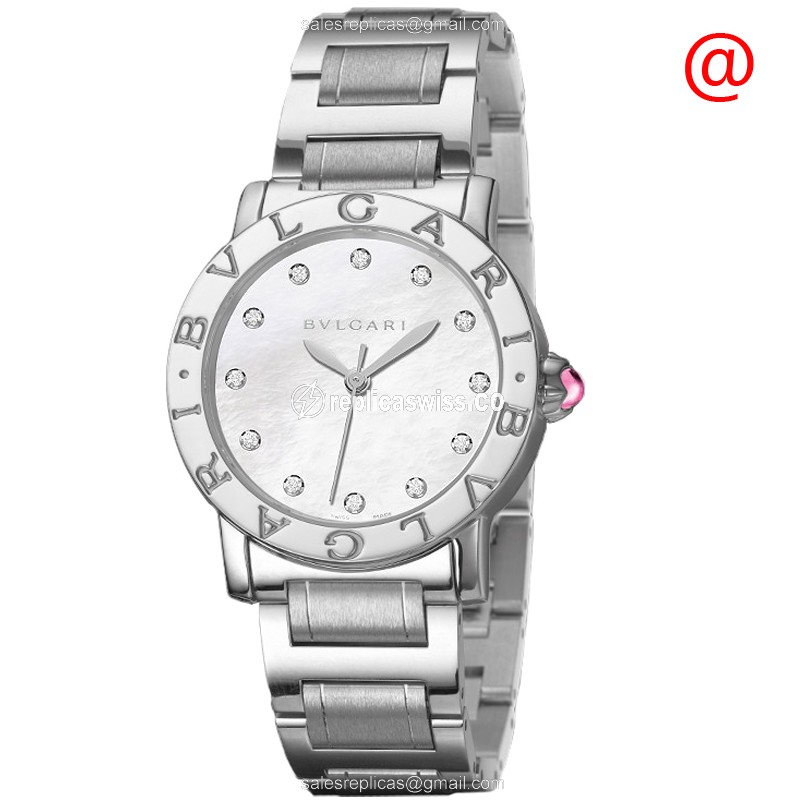Elegant Bulgari 101888 Automatic Steel Case White Dial Watch with Silver Steel Bracelet