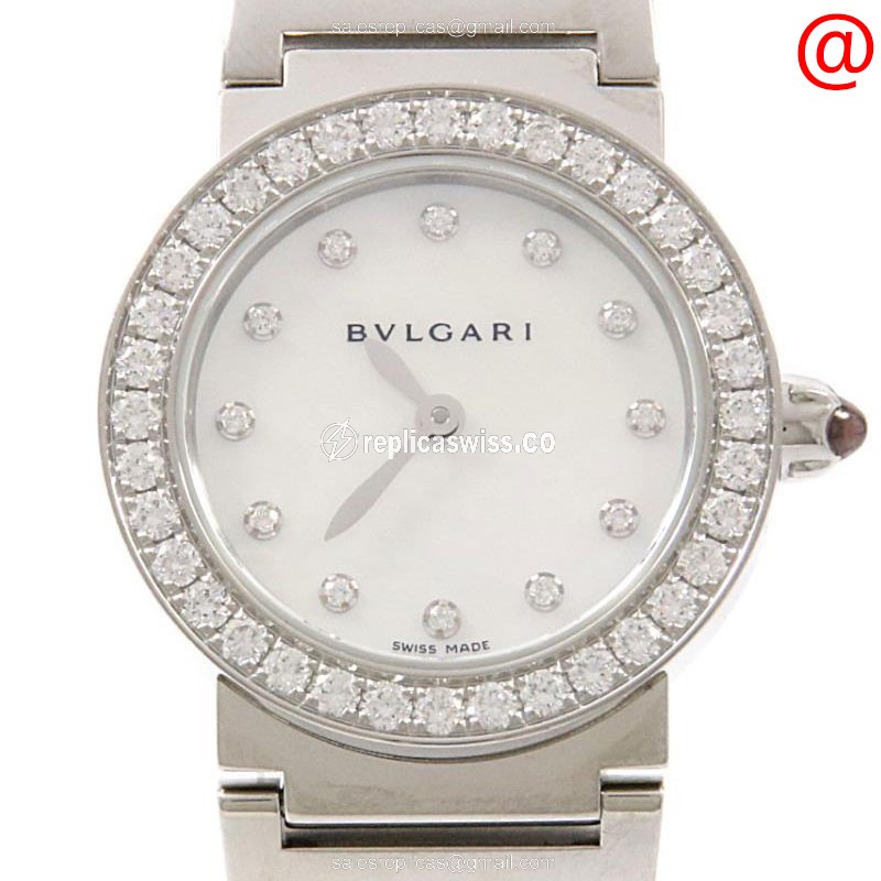 Elegant Bulgari 102374 Quartz Steel Replica Watch with White Dial Silver Steel Strap