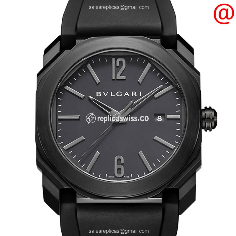 Elegant Bulgari 102737 OCTO ROMA Replica, Automatic Movement, Black Dial, Stainless Steel Case Watch