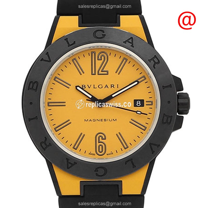 Elegant Bulgari 102762 DIAGONO Replica with Yellow Ceramic Dial Automatic Movement Watch