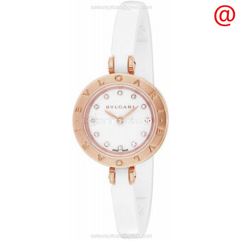 Elegant Bulgari B.ZERO1 Quartz Replica in 18kt Rose Gold with White Dial Ceramic Strap Watch
