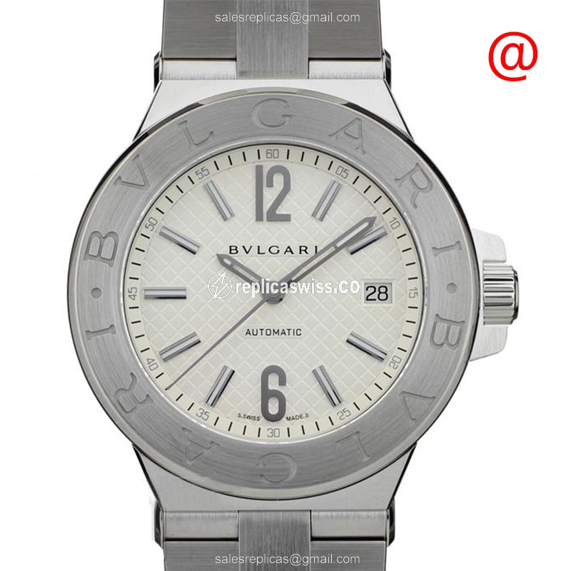 Elegant Bulgari Diagono 101628 Replica with Silver Dial & Stainless Steel Case Watch