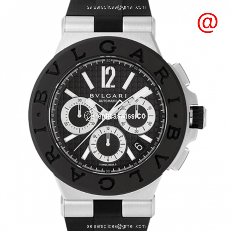 Elegant Bulgari Diagono 101992 Automatic Replica, Black Dial & Steel Case Watch