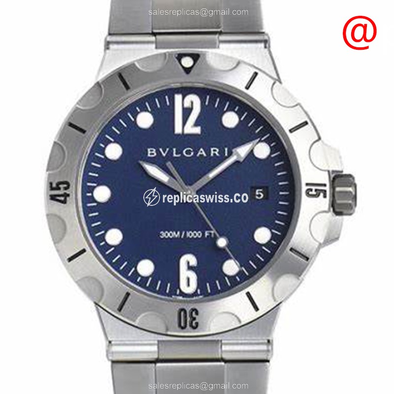 Elegant Bulgari Diagono 102586 Replica in Stainless Steel Case, Automatic Movement, Blue Dial Watch