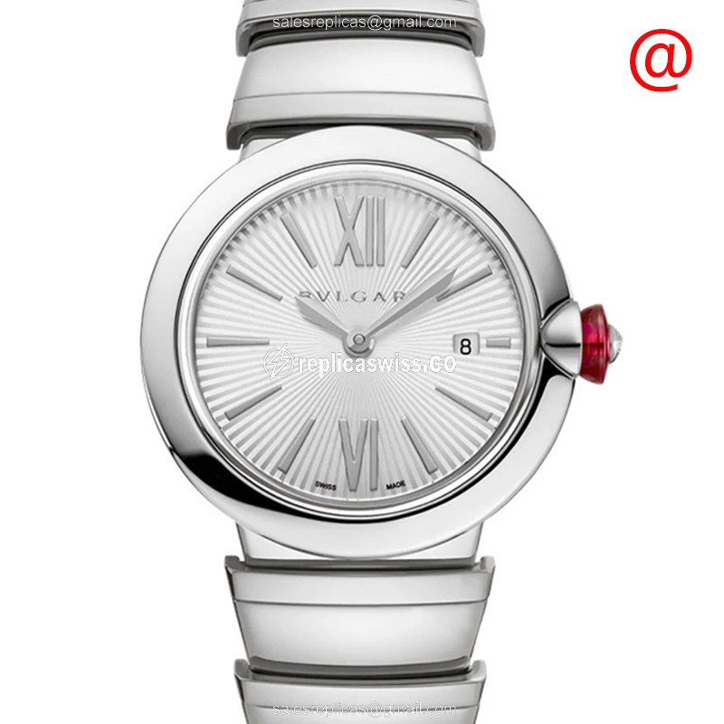 Elegant Bulgari LVCEA Quartz Replica in Stainless Steel & White Dial Watch