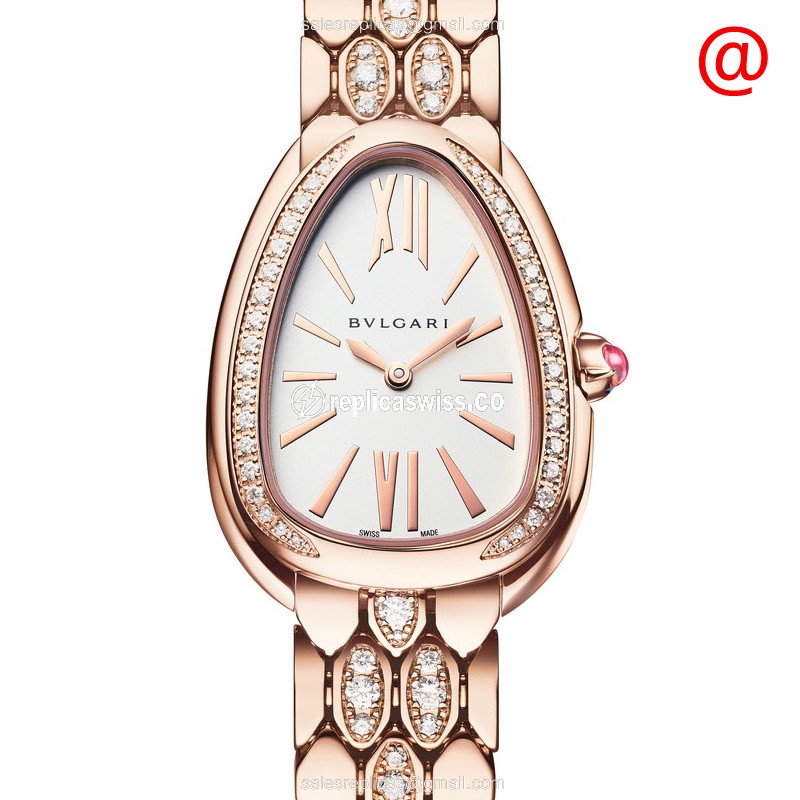 Elegant Bulgari Serpenti Seduttori Quartz Replica in 18kt Gold & White Crystal, 1kg Net Weight Watch