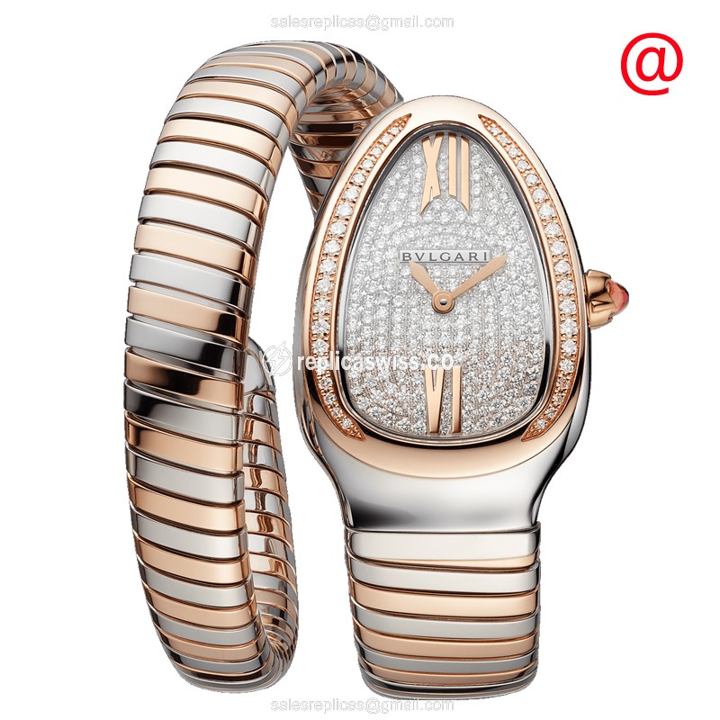 Elegant Bulgari Serpenti Tubogas Replica with Silver Dial & 18kt Gold Clasp Watch