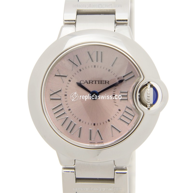 Elegant Cartier Ballon Bleu Quartz Replica in Pink Dial Stainless Steel Case Watch
