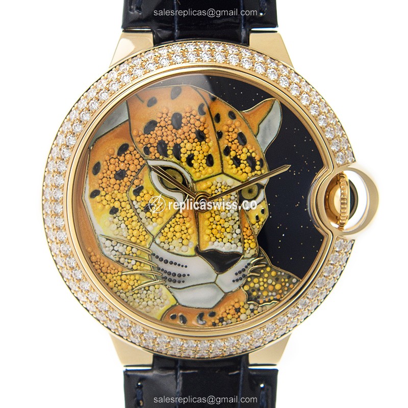 Elegant Cartier Ballon Bleu Replica in 18kt Gold, Automatic Movement, Vibrant Orange Dial Watch
