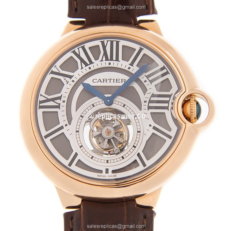 Elegant Cartier Ballon Bleu Replica in 18kt Gold, Manual Wind, Gray Dial & Brown Alligator Strap