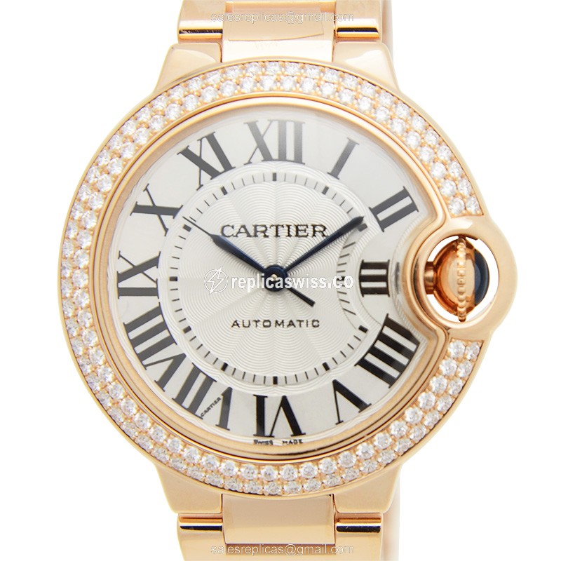 Elegant Cartier Ballon Bleu Replica in 18kt Gold with Automatic Movement White Dial Watch