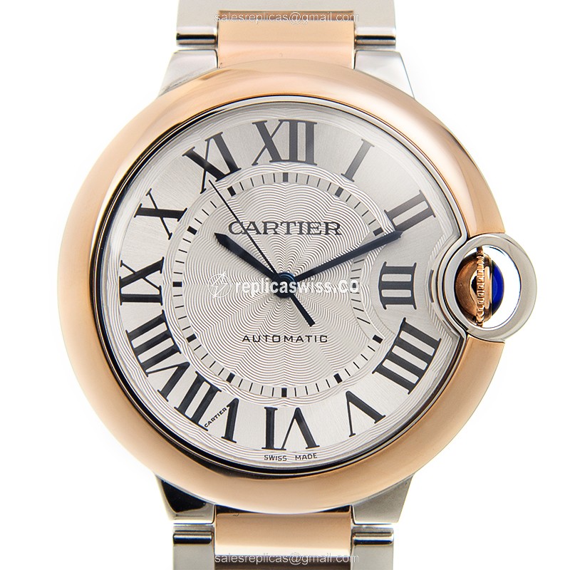 Elegant Cartier Ballon Bleu Replica in 18kt Rose Gold, Automatic Movement & Silver Dial Watch