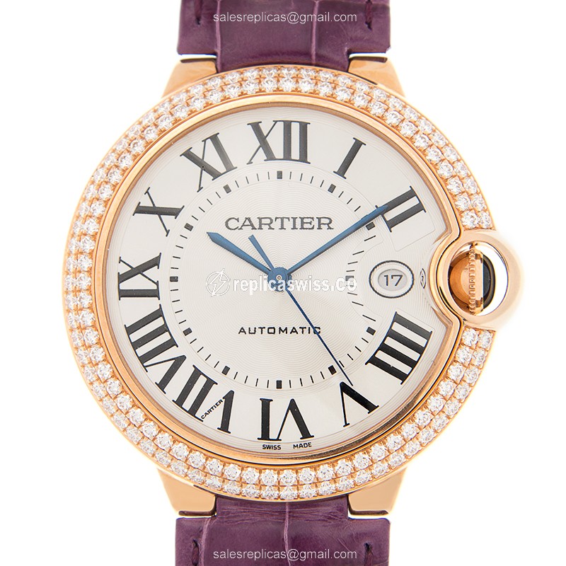 Elegant Cartier Ballon Bleu Replica in 18kt Rose Gold, Automatic Movement, White Dial with
