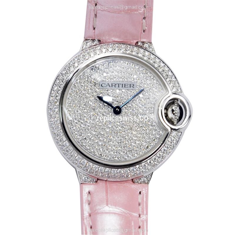 Elegant Cartier Ballon Bleu Replica in 18kt White Gold, Automatic Movement & Silver Dial Watch