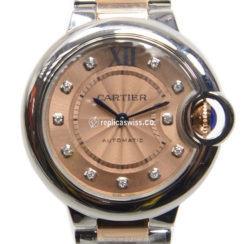 Elegant Cartier Ballon Bleu Replica in Stainless Steel, Automatic Movement & Pink Dial Watch