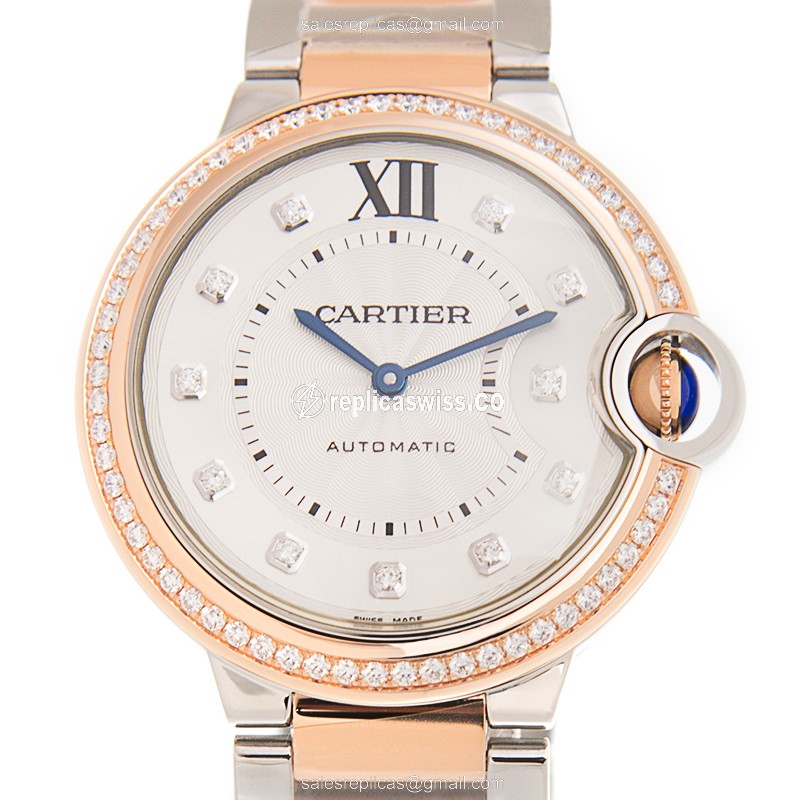 Elegant Cartier Ballon Bleu W3BB0004 Replica in 18kt Rose Gold, Automatic Movement & White Dial