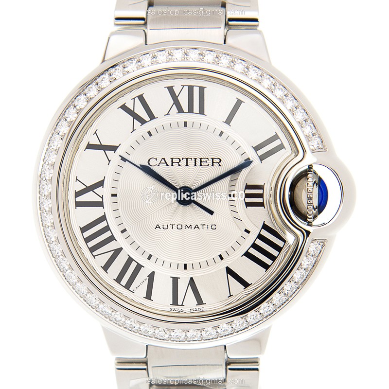 Elegant Cartier Ballon Bleu W4BB0016 Replica, Automatic Movement, Stainless Steel Case with Diamond