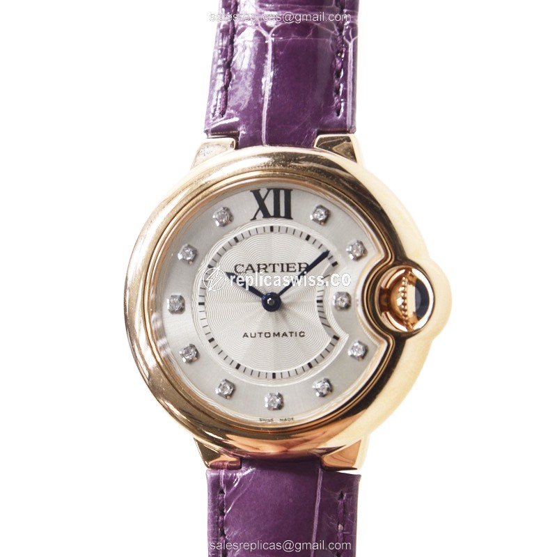 Elegant Cartier Ballon Bleu WE902040 Replica in 18kt Gold, Automatic Movement Silver Dial Watch
