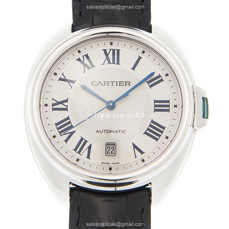 Elegant Cartier Cle De Cartier Replica, Automatic Movement, 18kt Gold Case, White Dial Watch