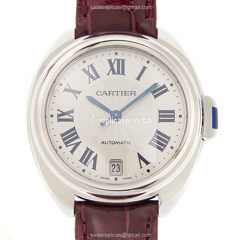 Elegant Cartier Cle De Cartier Replica Watch in Stainless Steel & Silver Dial, Automatic Movement