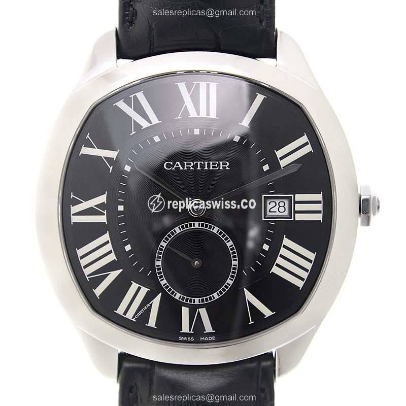 Elegant Cartier Drive De Cartier Replica in Black Dial & Steel Case with Automatic Movement Watch