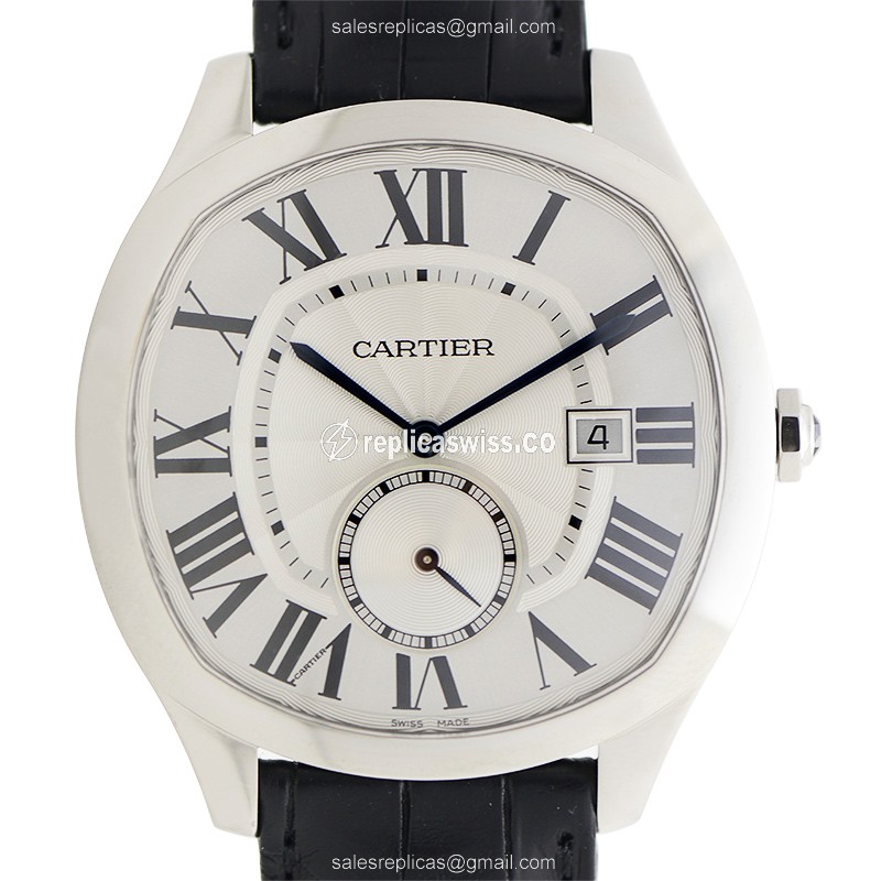 Elegant Cartier Drive De Cartier Replica Watch | Automatic Movement, Silver Dial, Alligator Strap