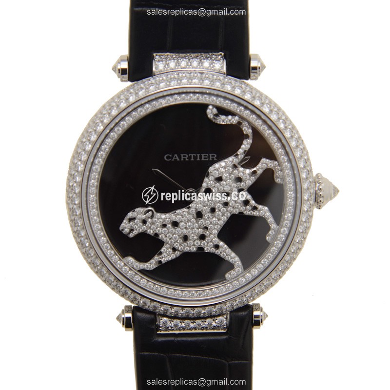 Elegant Cartier HPI00692 Promenade Dune Panthere Replica, Automatic Movement, 18kt White Gold Case