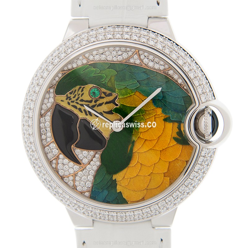 Elegant Cartier HPI00769 Ballon Bleu Replica in 18kt White Gold with Silver Dial & Alligator Strap