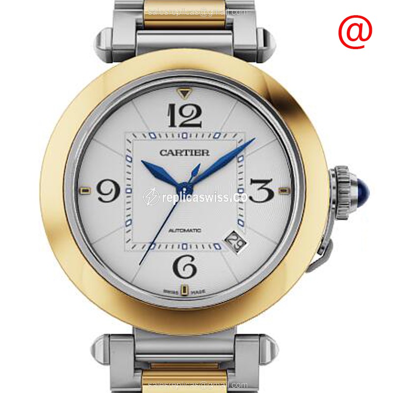 Elegant Cartier Pasha De Cartier Replica in 18kt Steel & Gold, Automatic Movement & Silver Dial