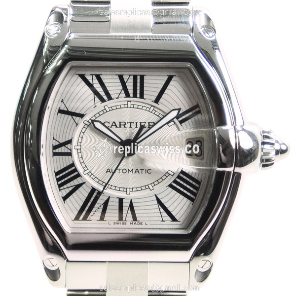 Elegant Cartier Roadster Replica Watch | Automatic Movement, Silver Dial & Case