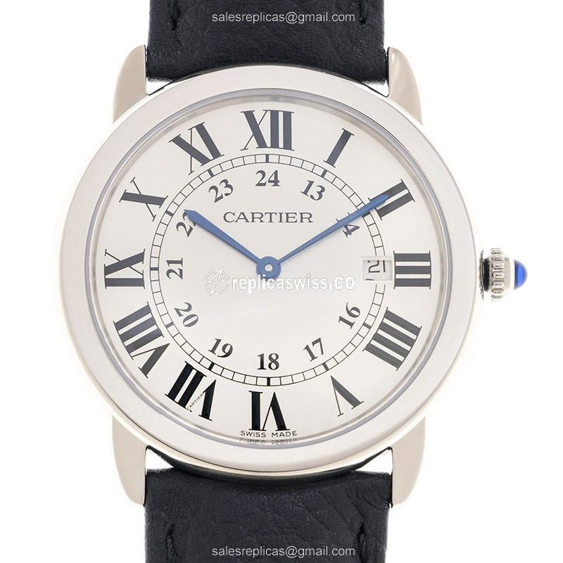 Elegant Cartier RONDE SOLO DE CARTIER Replica in Stainless Steel & Silver Dial, Automatic Movement
