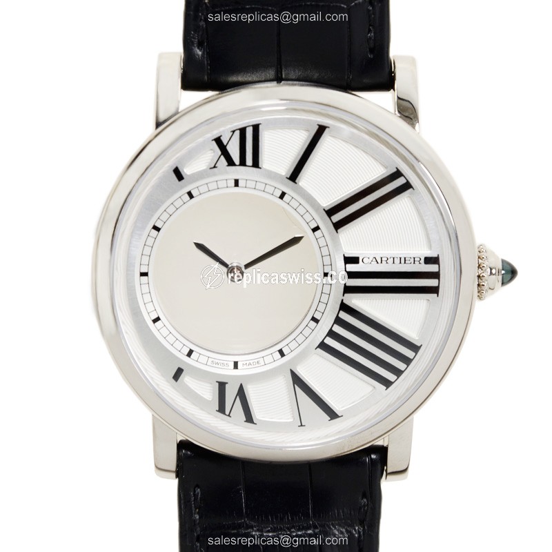 Elegant Cartier Rotonde De Cartier Replica in 18kt Gold Case with White Dial & Automatic Movement