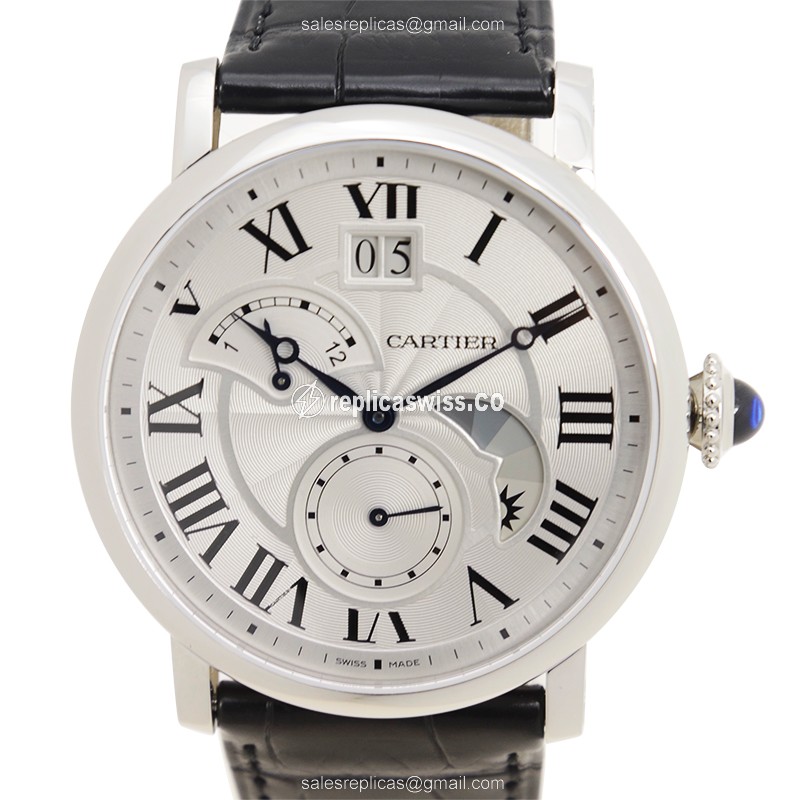 Elegant Cartier Rotonde De Cartier Replica in Stainless Steel, Automatic Movement & Silver Dial